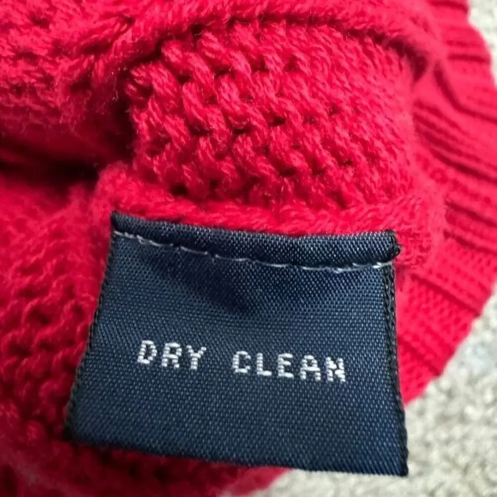 Polo By Ralph Lauren Large Red Cable Knit Vest Golf Club Crest 100% Cotton VTG - Picture 5 of 6